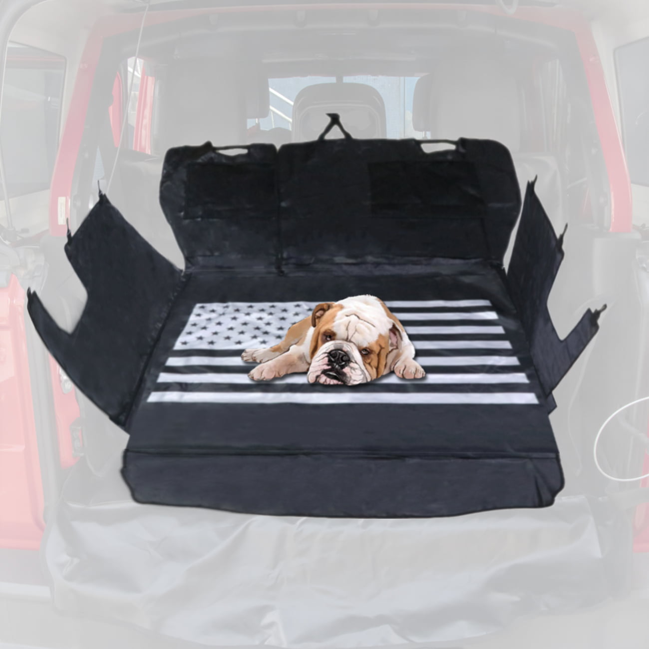 Yoursme Car Rear Seat Cover for Jeep Wrangler 2007-2019 JK&JL 4 Door with Multi-Size Organizer Storage Bags/Trunk Cargo Tool Organizers Holder Pet Dog Barrier