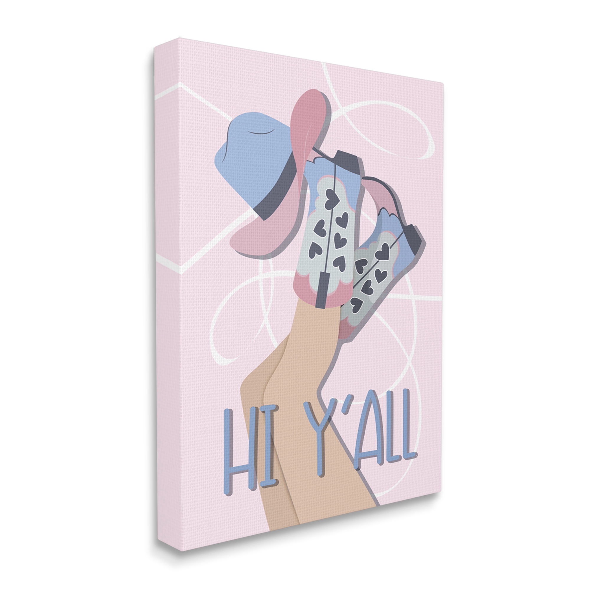 Stupell Industries Hi Y'all Pastel Cowgirl Abstract Painting Gallery Wrapped Canvas Art Print Wall Art, 36 x 48