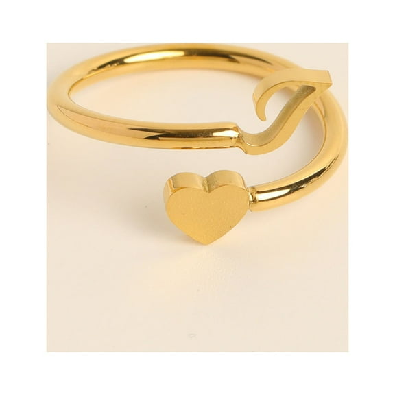 Rings To My Granddaughter Initial Heart Ring 26 Letters Fashion Jewelry Accessories Elegant for Loved Ones