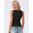 thumbnail image 4 of DARING DIVA Women's Scoop Neck Sleeveless Fitted Cotton Layering Tank Top XS Black, 4 of 7