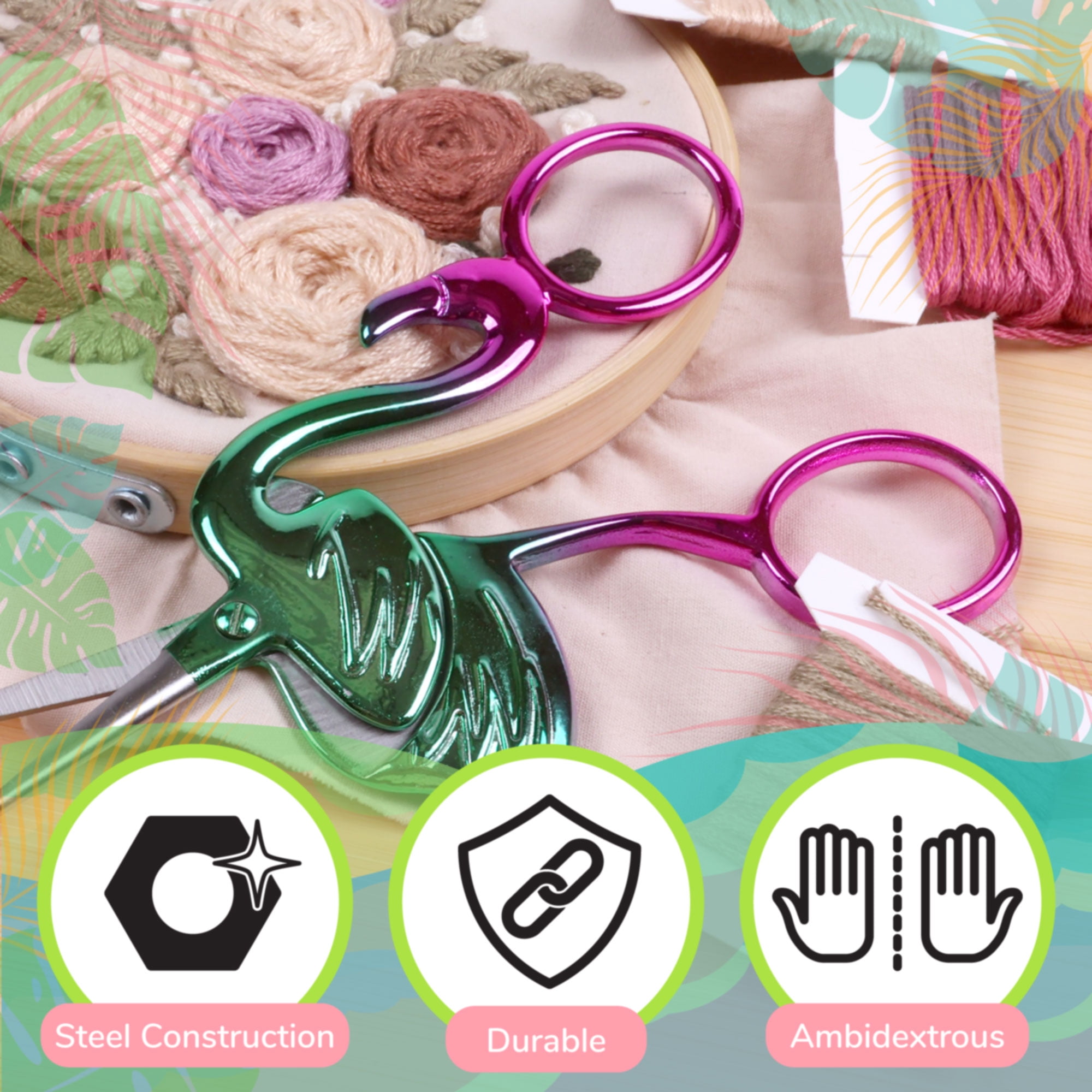 JubileeYarn Flamingo Embroidery Scissors - Lush, Dewberry, Mint - 9 Total Scissors