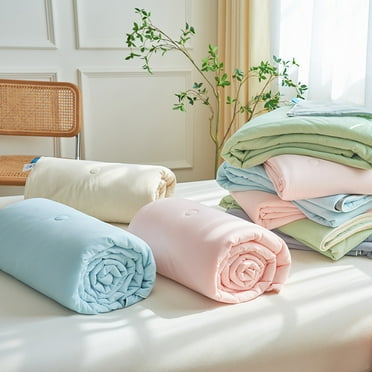 Summer Ice Feel Quilt Air Conditioner Quilt 200*230cm Thin Comforter Bedspread Soft Silky Solid Color