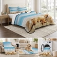 thumbnail image 6 of Full Quilt Set 78''x90'', Beach Coastal Lightweight Bedspread Coverlet Set with 2 Pillow Shams, Summer Seaside Shell Starfish Nautical Breathable All Season Quilt Bedding for Bedroom/Guest Room, 6 of 9