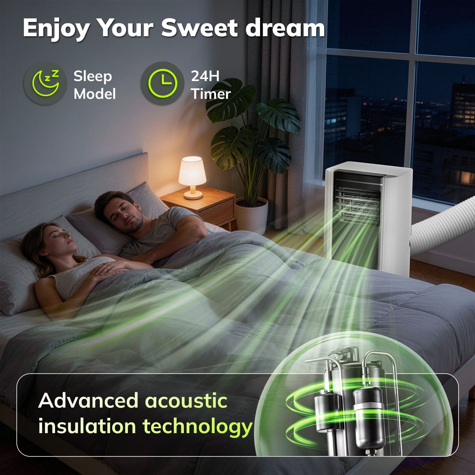 JIEJIA 8000 BTU Portable Air Conditioner, 3-in-1 AC Unit with Fan, Cool and Dehumidifier, Remote Control, Sleep Mode , for Rooms up to 250 Sq Ft