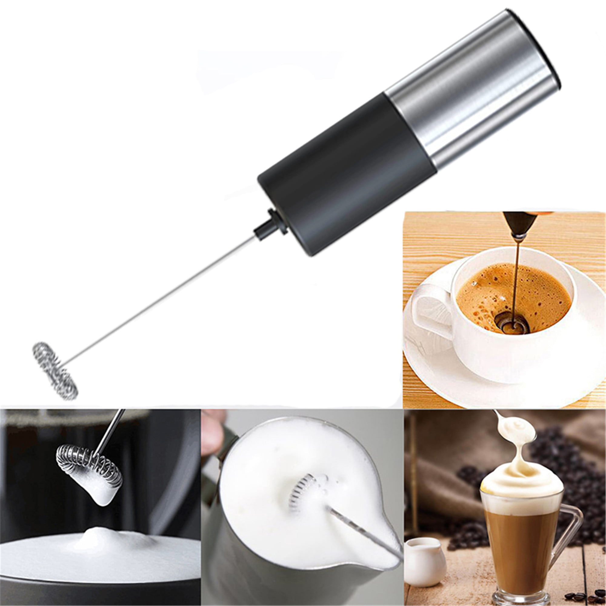1 Pc Stainless Steel Handheld Milk Frother With Stand, Suitable