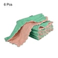 thumbnail image 3 of 6Pcs Kitchen Dish Cloths, 9.4" Coral Velvet Cleaning Cloths Pink Green, 3 of 5