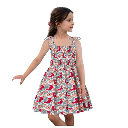 

Toddler Girls Casual Dresses Casual Sleeveless Clothes Summer Beach Strap