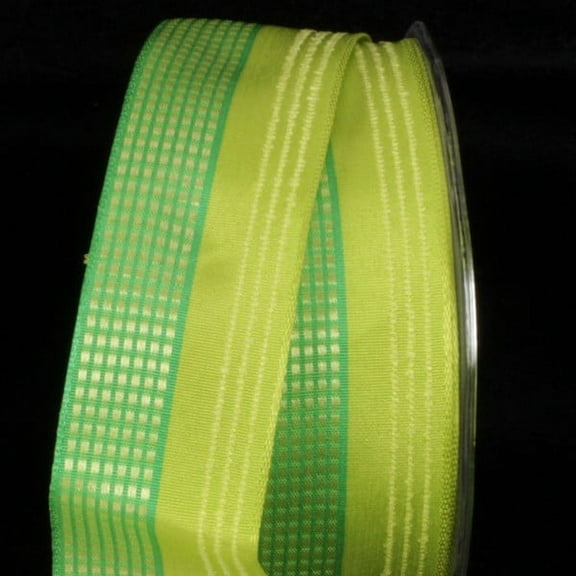 The Ribbon People Green and Yellow Small Squares Wired Craft Ribbon 1.5" x 54 Yards
