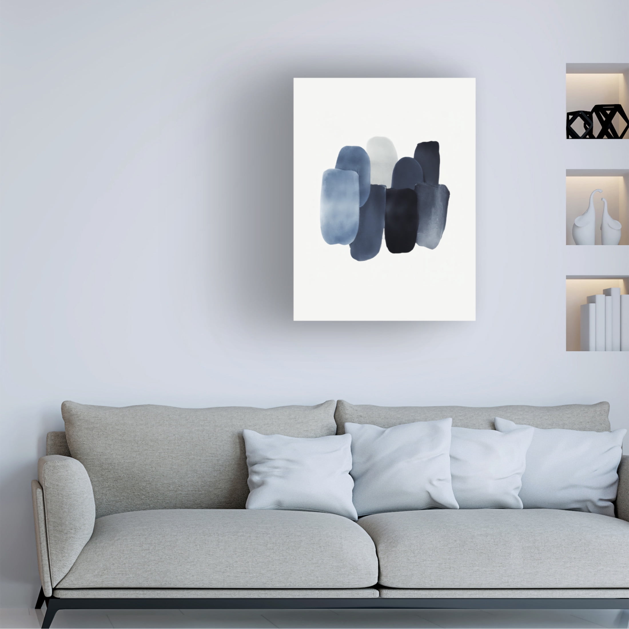 Canvas Wall Art - Tom Quartermaine 'Blue Watercolor Strokes 1' Wall Art for Living Room, Bedroom, or Office Décor by Trademark Fine Art - 24 x 32 Inches