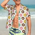 thumbnail image 4 of Uemuo Colorful Donuts Printed Regular Fit Short Sleeve Casual Hawaiian Shirt for Men,Aloha shirt,Tropical shirt,Floral print shirt,Vacation Beach shirt-Medium, 4 of 9