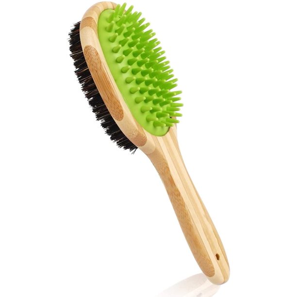Cepillo de doble cara para perros y gatos, cepillo de goma de doble cara para aseo y masaje, cepillo de limpieza para el baño de mascotas, peine de masaje, removedor de pelo para pelo largo y corto.