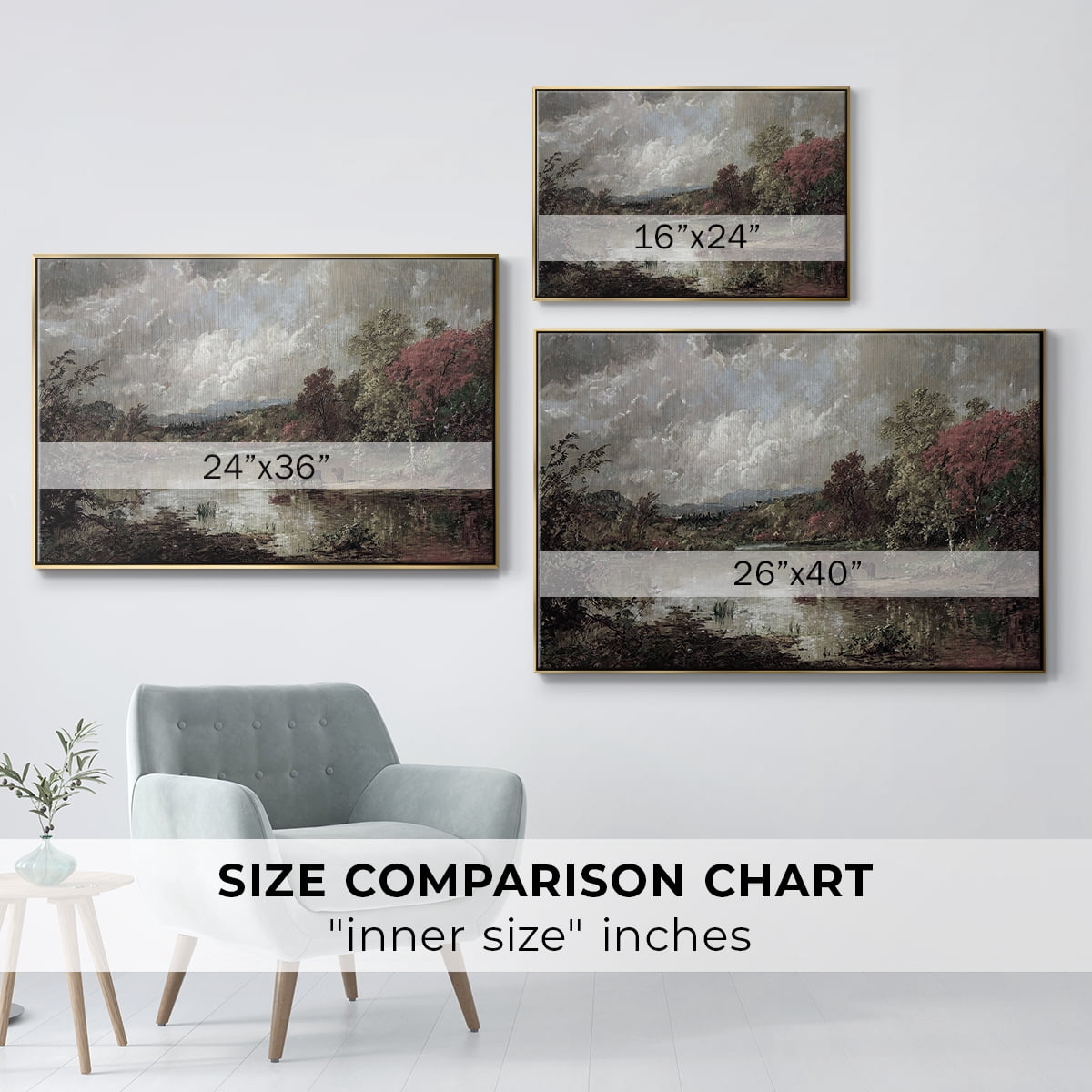 Vintage Landscape-XXIII By Wexford Home Framed in Gold Wood Gallery Wrapped Canvas 17 in. x 25 in.