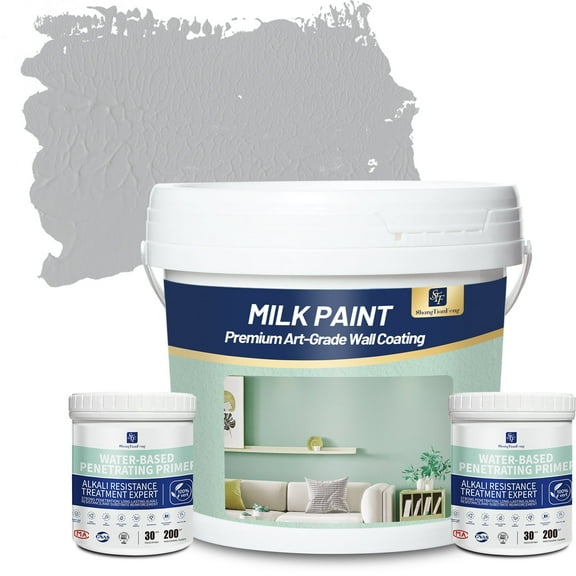 ShangTianFeng Gray Interior Paint & Primer Kit, 1-Gallon, Premium Eggshell Finish, Stain-Resistant Coating for Living Room, Kitchen, Office & Home Renovation, DIY-Friendly