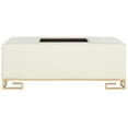 thumbnail image 2 of SAFAVIEH Julian Faux Ostrich Tray Ottoman/Coffee Table, Creme/Gold, 2 of 8