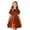 Brown, variant on Girls Western Cowboy Dress, Kids Puff Short Sleeve Collared Denim Dress, Cowboy Boot Saddle Embroidery A-Line Casual Dress for Oktoberfest Daily Wear(Brown,9-10 Years)