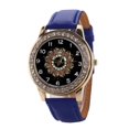 thumbnail image 1 of Reloj de cuarzo con banda de cuero de PU a la moda, reloj femenino con diamantes de imitación y esfera redonda grande (azul), 1 of 5