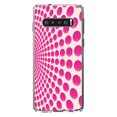 thumbnail image 1 of DistinctInk Clear Shockproof Hybrid Case for Samsung Galaxy S10+ PLUS(6.4" Screen) - TPU Bumper, Acrylic Back, Tempered Glass Screen Protector - Hot Pink Polka Dots Swirl, 1 of 2