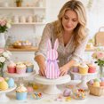 thumbnail image 4 of YIKA Easter Striped Ornament Features Bow Stands Tall And Straight Easter Artificial Bunny Home Garden Decor, 4 of 6