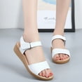 thumbnail image 6 of Womens Sandals Summer Leather Wedge Fashion Velcro Beach Comfy Walking Open Toe Sandals for Women, 6 of 6