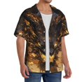 thumbnail image 2 of Yiaed Cool Black Gold Dragon Print Mens Casual Wrinkle Free Shirts Short Sleeve Button Down Summer Stretch Dress Shirt-, 2 of 5