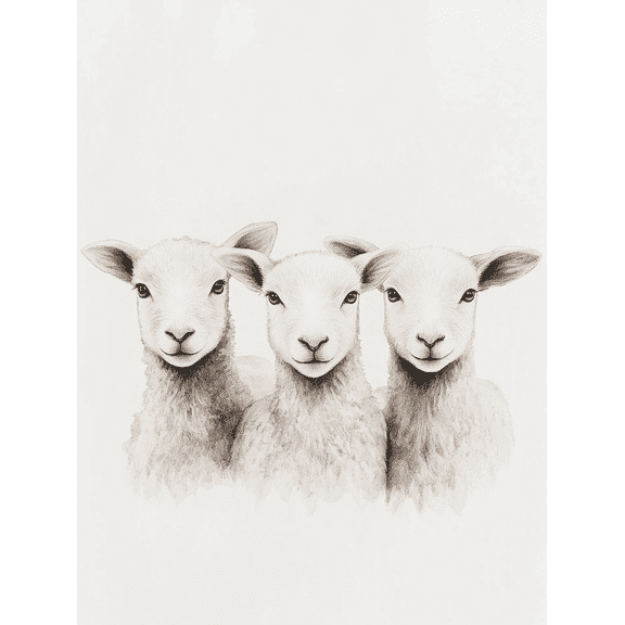 Three Sheep Canvas Wall Art Print, Perfect for Living Room, Bedroom, Office, Farmhouse Decor and Nursery Decoration.