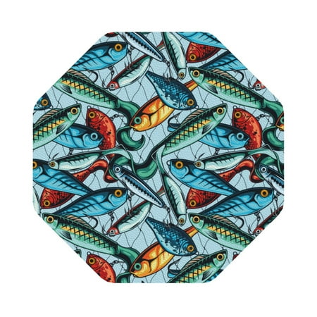 

Salouo Colorful Fishing Baits Print Round Coaster Drink Coasters Leather Bar Beer Beverage Coasters for Drinks Set of 4 for Tabletop Protection Coffee Table Decor