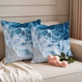 thumbnail image 2 of Outdoor Pillow Covers Abstract Watercolor Beach Wave Waterproof Pillow Cases 20x20 Set of 2, Modern Art Ocean Scene Throw Pillow Cover Pillowcase for Patio Balcony Couch Garden, 2 of 9