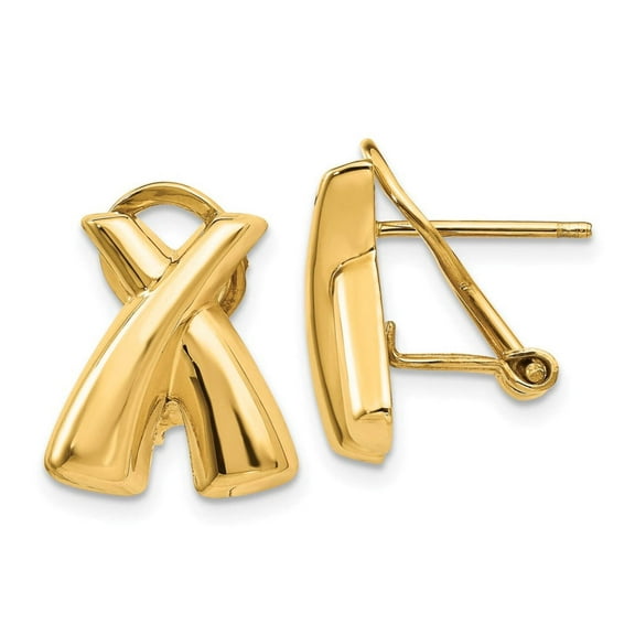 Primal Gold 14 Karat Yellow Gold Polished X Omega Back Post Earrings