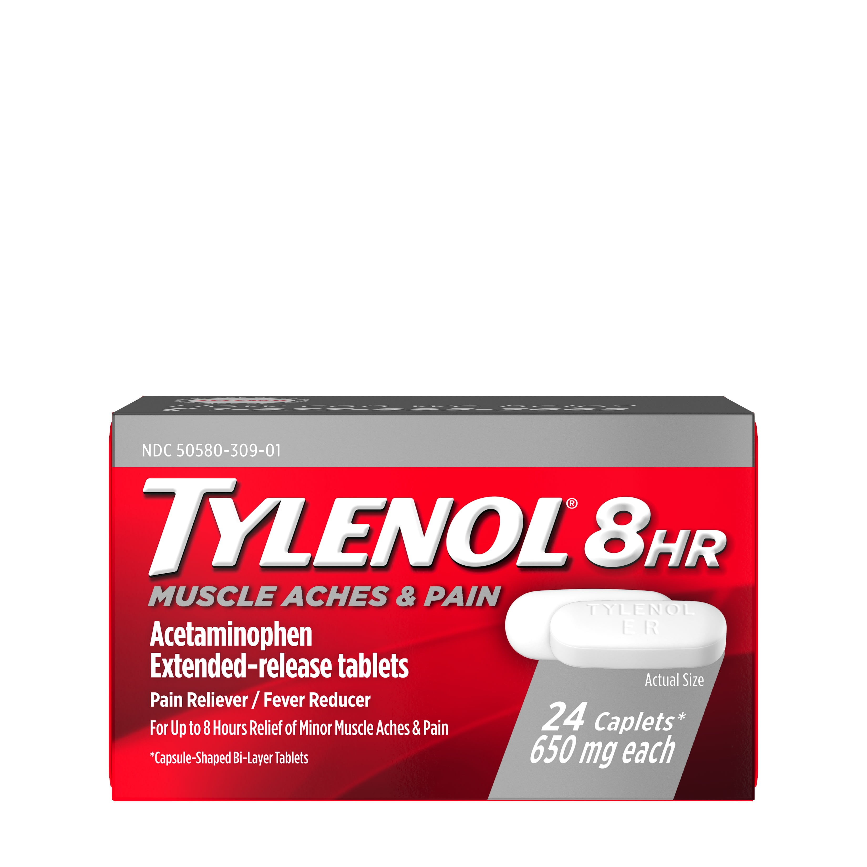 Tylenol 8 Hour Muscle Aches & Pain Tablets with Acetaminophen, 24 ct