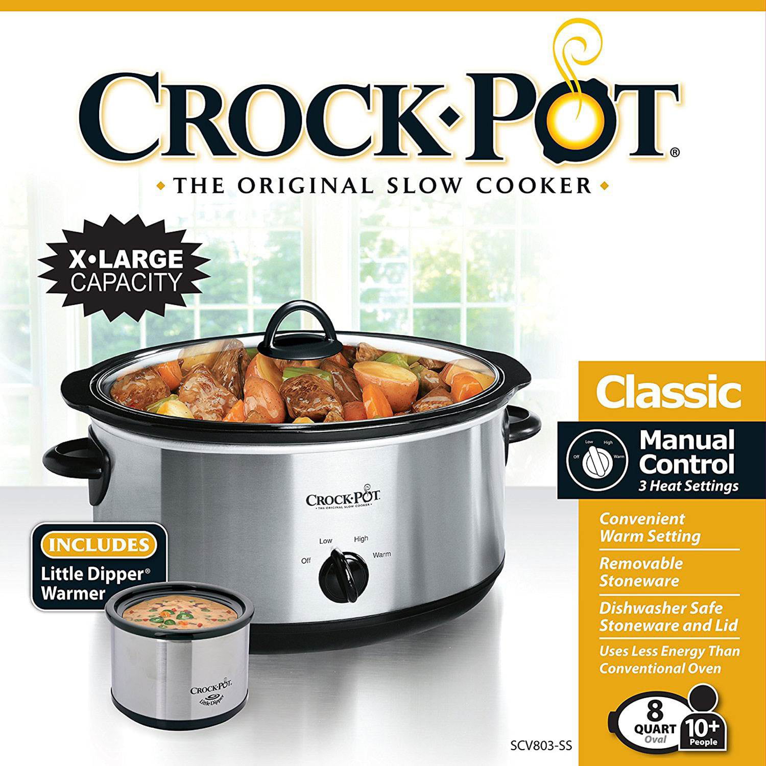 CrockPot 8-Quart Manual Slow Cooker with Dipper