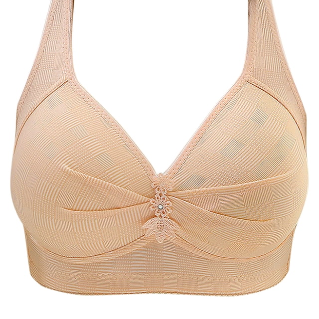 Birdeem Womens Non Steel Ring Style Printed Gathered Middle Button Breathable Underwear Daily Bra