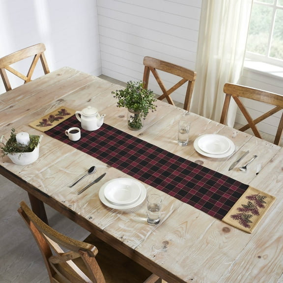 VHC Brands Connell Seasonal Farmhouse Decor Fall Pinecone Dining Kitchen Long Table Runner 12x60