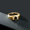 thumbnail image 3 of Gem Stone King Black Onyx White Created Sapphire 18K Yellow Gold Plated Silver Ring 1.66 Ct, 3 of 6