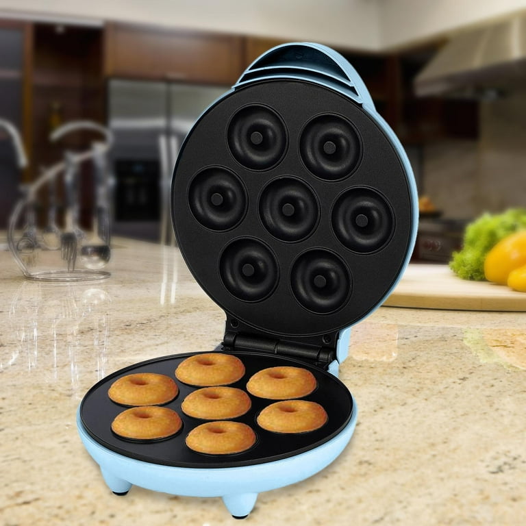 Small Donut Maker Machine for Kid-Friendly Breakfast, Snacks, Desserts &  More with Non-stick Surface, Makes 7 Doughnuts, Donut Print