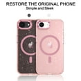 thumbnail image 4 of YINLAI iPhone 16e Case 6.1",Magnetic Surround Protection Transparent Sparkle TPU Shockproof Case for iPhone 16e,Pink, 4 of 7