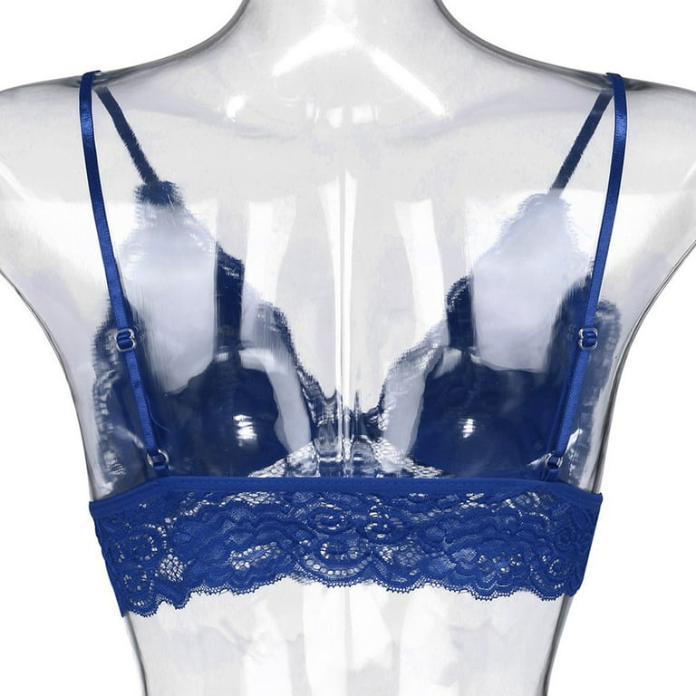 NWT Women Underwired Padded Lace Detailed Royal Blue Bra X-LARGE