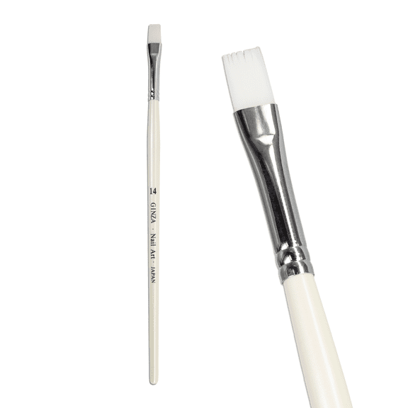 Ginza Flat Gel Nail Art Brush with White Wooden Handle - H14