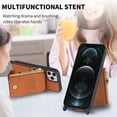thumbnail image 3 of Feishell Crossbody Phone Case for Apple iPhone 12 Pro Max,Heart Pattern PU Leather Zipper Pocket & Card Slots Shockproof Kickstand Phone Case with Adjustable Shoulder Strap,Brown, 3 of 12