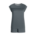 thumbnail image 7 of Womens 2 Piece Outfits Sleeveless Matching Set Casual Pleated Tank Tops Summer Lounge Shorts Sets Gray, M, 7 of 7