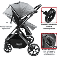 thumbnail image 3 of Carriola para Bebé  Asiento Reversible Convertible a Bambineto Plegable Ruedas de Goma Cinturón Apta a partir de 0 Meses - Gris, 3 of 6