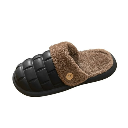 

NOKIO Men S Closed-Toe Fleece Slippers Winter Couples Men Warm Home Baotou Waterproof Detachable Inside Soft Bottom Comfortable Solid Color Flat Cotton Mop Warm Winter Novelty Men S Slippers