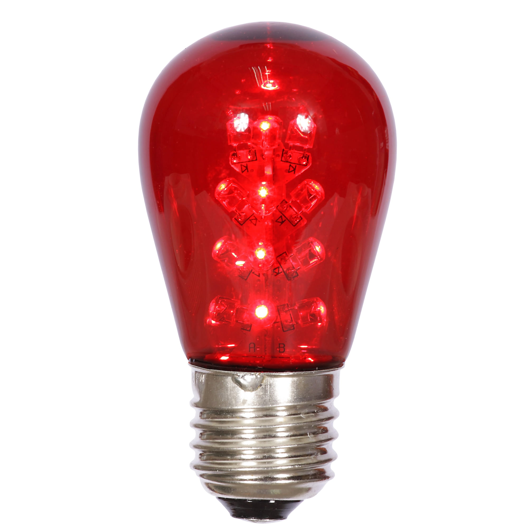 Vickerman S14 LED Red Transparent Replacement Bulb E26 Nickel Base