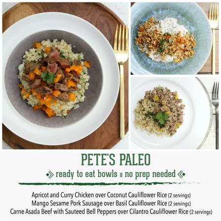 Pete's Paleo No Prep Organic Cauliflower Rice Bowls, Bundle of 6 (2 Servings of Each Bowl)