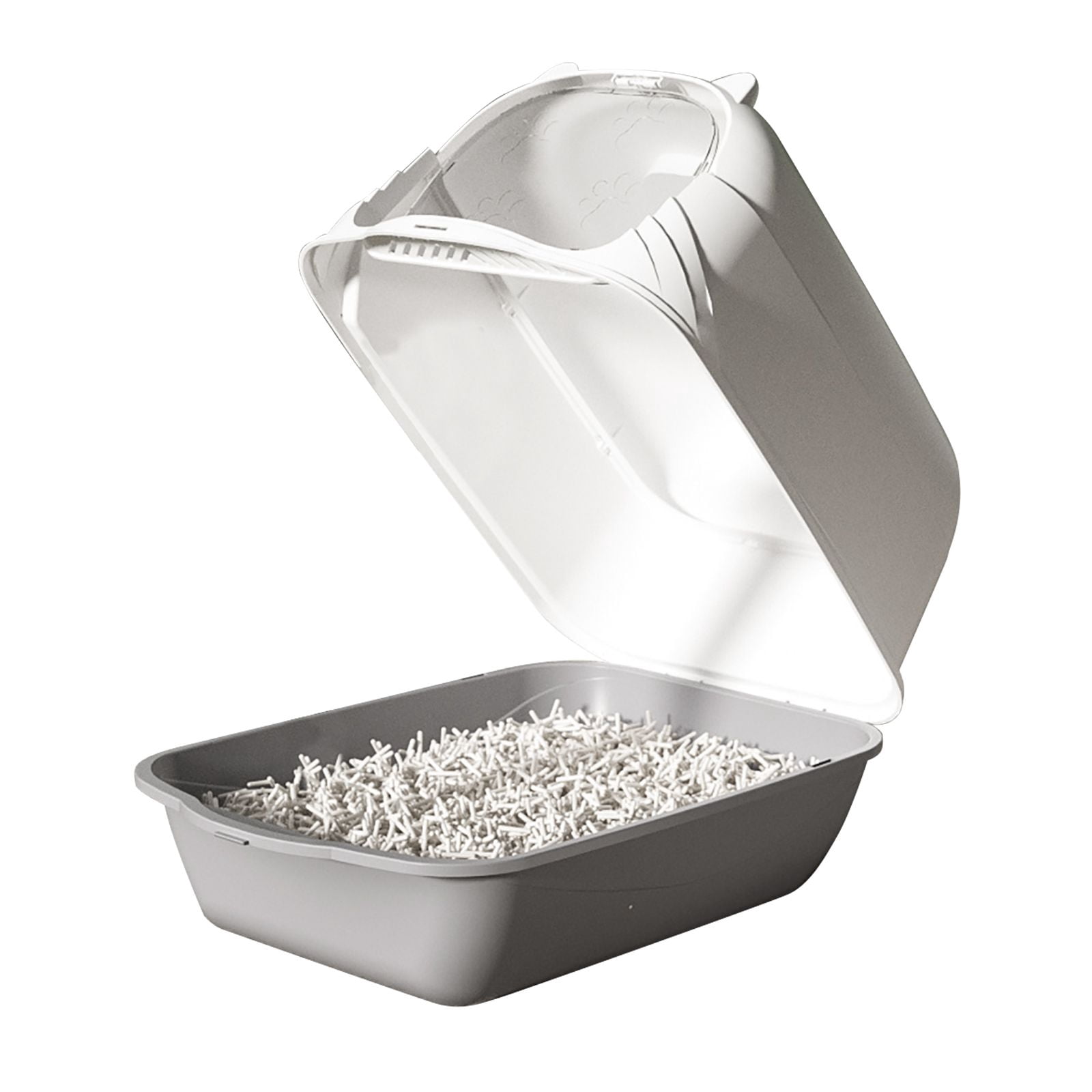 Fully Enclosed Cat Litter Box Gray Odor Locking Portable with Scoop and Litter Mat