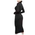 thumbnail image 3 of YWDJ Long Fall Dresses for Women 2022 Women Fashion Slim High Neck Long Dress Long Sleeve Pure Color Dress Black M, 3 of 9
