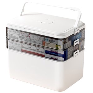 3-Tier Boîte de stockage de médicaments, armoire de médecine avec petite boîte à pilule amovible, conteneur de premier secours portable, organisateur plastique polyvalent avec poignée pour la maison, voyage, urgences familiales