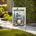 thumbnail image 2 of Welcome Winter Owl Garden Flag 12x18 Inch Double Sided Cute Owl In Hat And Scarf， Spring Flowers， Butterflies， Yard Flag Outdoor Decor， Farmhouse Seasonal House Banner, 2 of 3