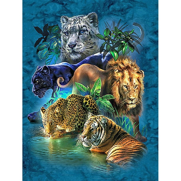Taladro Diamante Pintura (DE5800) Leones Tigres Resina Completa DIY Mosaico Dibujo (A1833) 20X30cm Hugtrwg Para estrenar