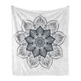 thumbnail image 1 of Lotus Soft Flannel Fleece Throw Blanket, Mandala Style Yoga Culture Bohemian Image, Cozy Plush for Indoor and Outdoor Use, 50" x 60", Dark Petrol Blue White, by Ambesonne, 1 of 6