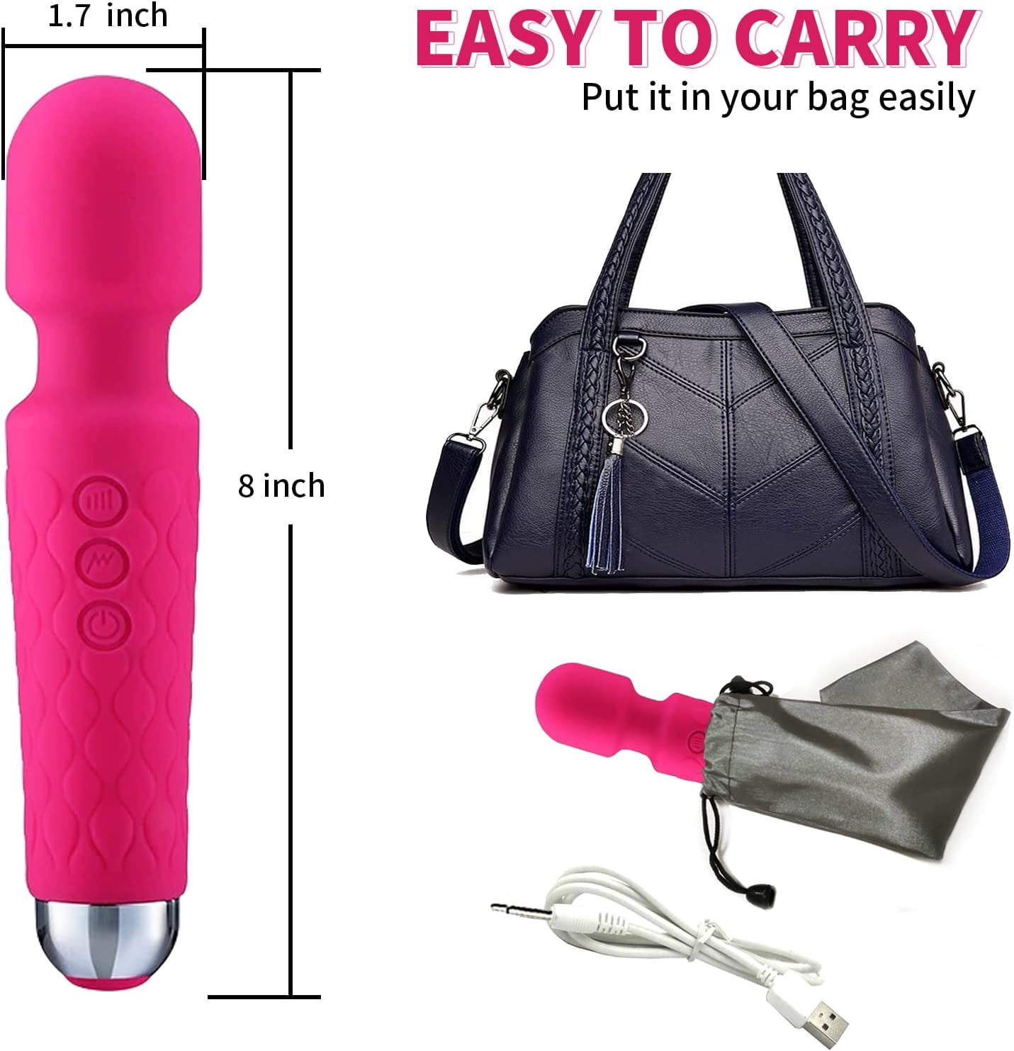 Powerful Vibrator Adult Sensory Toys,Mini Vibrate Wand Massager with 28 Vibration Modes,Whisper Quiet,Waterproof,Handheld, Cordless Dildo,Sex Toys Accessories for Women Couples Pleasure